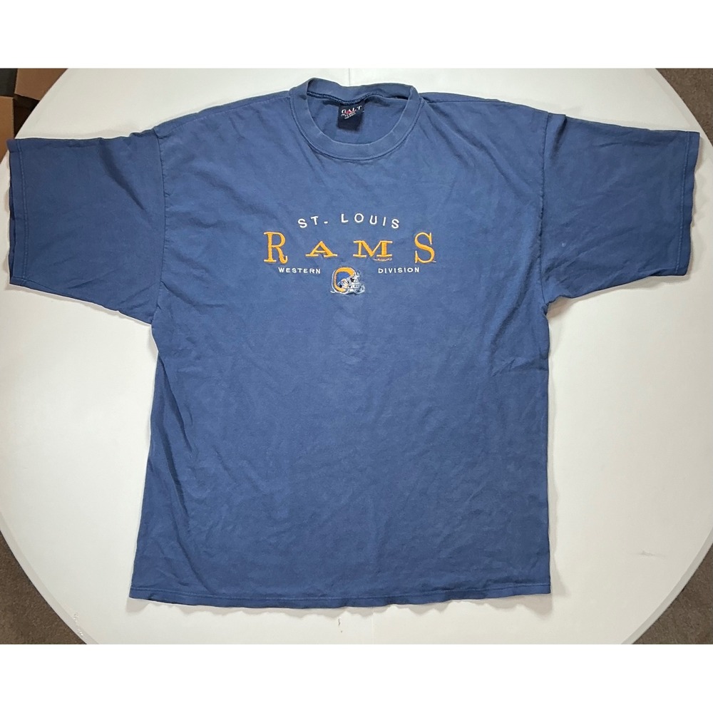 VTG USA Made Galt Sand St Louis Rams T Shirt Mens XL Blue NFL Embroidered Logo